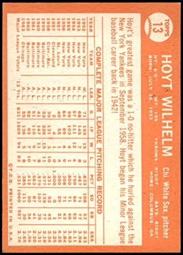 1964. Topps Baseball 13 Hoyt Wilhelm Chicago White Sox izvrsno