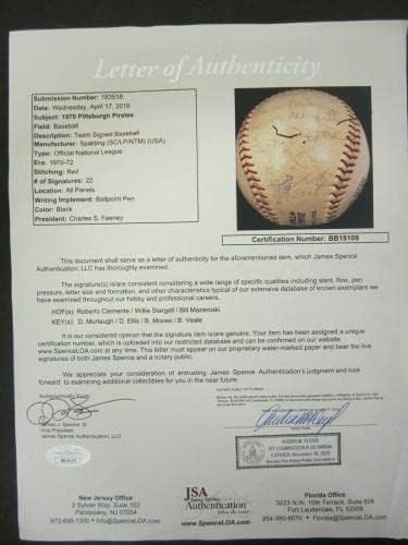 1970. Pittsburgh Pirates Roberto Clemente Stargell tim potpisao bejzbol JSA LOA - Autografirani bejzbol