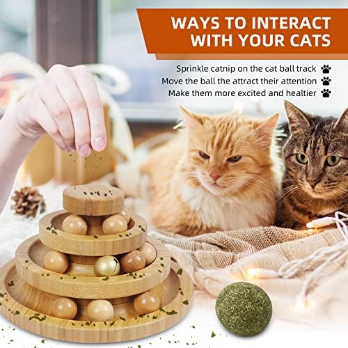 Staza za mačje kuglice, igračka za mačje kuglice, valjak za mačke, 3-slojni toranj za mačje kuglice s 9 uklonjivih kuglica, interaktivna