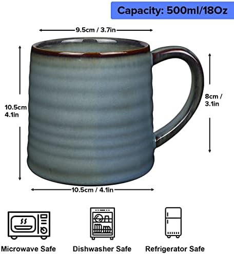 Velika keramička šalica za kavu od 18 unci, velika ručno izrađena keramička šalica za čaj za ured i dom, velika ručka jednostavna za