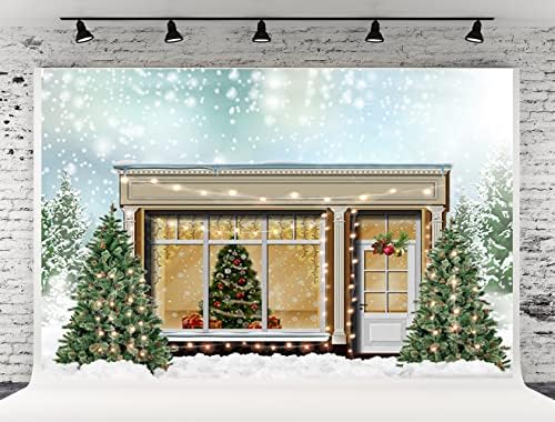 20x10ft božićni prozorski prozor pozadina božićno drvce svjetla snijeg za božićnu zabavu ukras