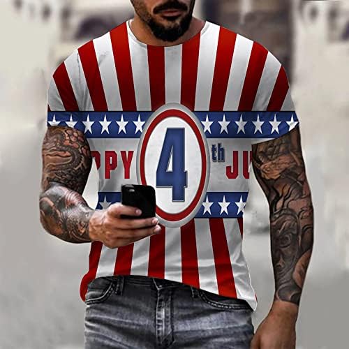 Muška tamna košulja Muške majice kratkih rukava Ležerne Vintage majice s 3-inčnim digitalnim tiskom za Dan neovisnosti dugih rukava