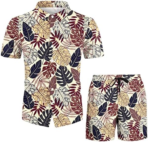 2 komadića treniranja odjeće za muškarce Stretch Fashion Hawaiian majica i kratki setovi Vintage Holiday trening Sport Sport Chots