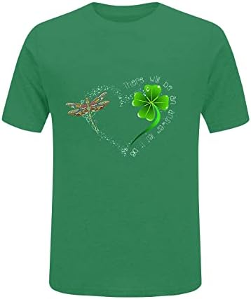 St Patricks Day majice za ženske kratke rukave Slatka print djetelina grafičke majice Crewneck Plus Veličina blagdanska bluza vrh