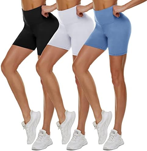 TNNZEET 3 Pack biciklističke kratke hlače za žene - 5 visoki struk maslački mekani crni trening joga atletski kratki kratki kratki