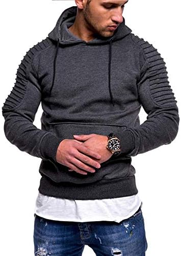 JOHOPROCE muški vitki fit naplaćeni kapuljača Raglan rukave duge čvrste boje rukava s puloverom