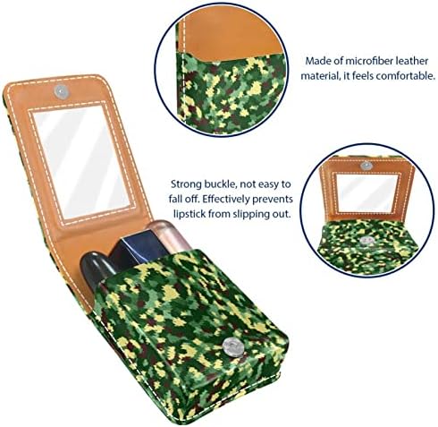 Futrola za ruž za usne s ogledalom slatka prijenosna Kozmetička torbica torbica za šminku moderna zelena kamuflaža
