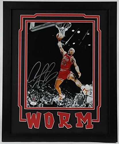 Dennis Rodman potpisao je Autografirani 11x14 uokvirena fotografija JSA Autentični bikovi 6 Worm - Autografirane NBA fotografije