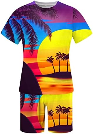 Muškarci proljetna ljetna odjeća plaža tiskana košulja s kratkim rukavima Kratko odijelo Košulje hlače s džepovima muškarci Trodijeli