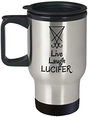 Ezoterična sotona putnička šalica - Live Laugh Lucifer - Satanic đavol Luciferian Filozofija Motto Pokloni - okultni svjetlosni alkemiji