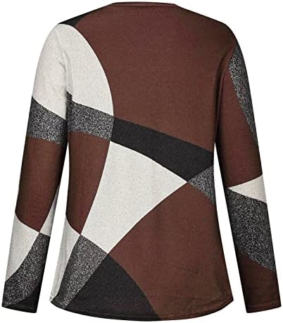 Košulje dugih rukava za žene casual u boji blok vrhovi bočni gumb dekor pulover crevenes casual labave dukserice vrhovi