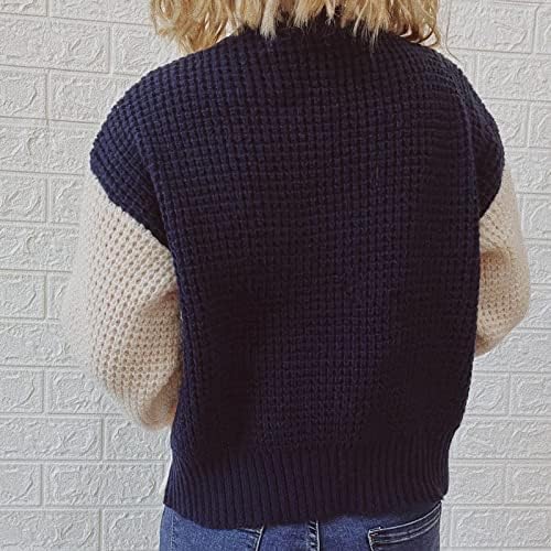 Žene u boji blok džemper Modni patfer patchwork dukserice dugih rukava Topli labavi džemperi skakač