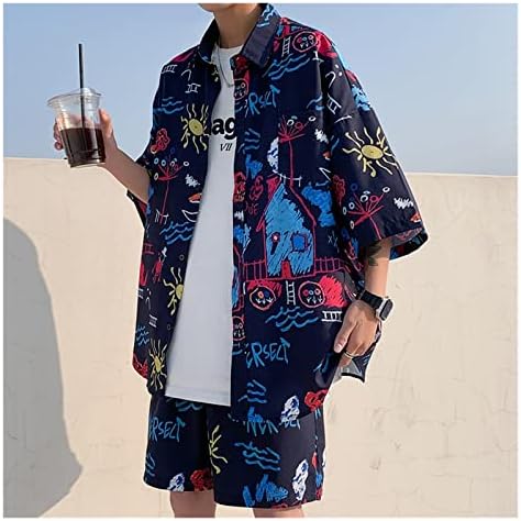 Slatioom Beach Nosi odjeću za muškarce Košulja Set morska bočna odjeća za zvanje labave 2 komada Set Outfits