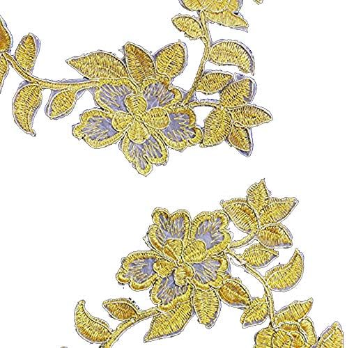 1Pair Gold Metallic Guipure čipkasti zakrpe cvjetni vez željezo na zakrpama Applique za odjeću Th92