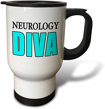 3Drose Neurology Diva Aqua-Travel Cug, 14 oz, nehrđajući čelik, bijeli