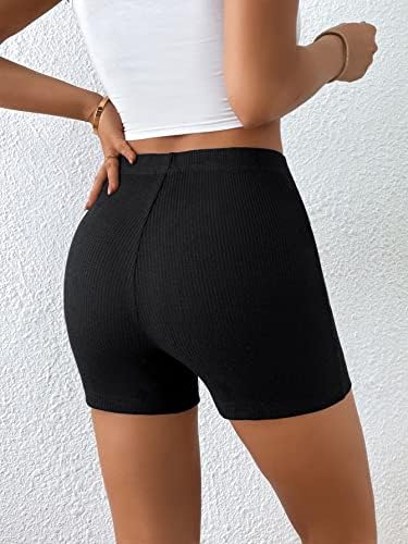 Bfxlmki ženske kratke hlače zakrpljeni gumb prednji rebrasti pleteni kratke hlače