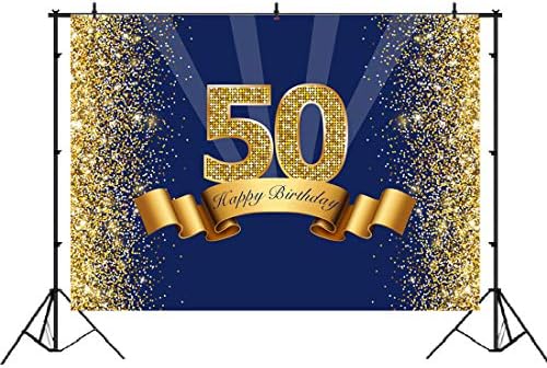 Sretan pozadina 50. rođendana mornarsko plavo i svjetlucavo zlatno fotografiranje pozadina sjajni odrasli muškarci pedeset godina dob