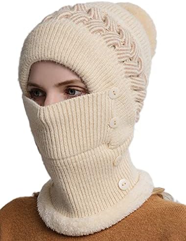 Ženska jednodijelna voluminozna kapa od flisa mask šal topla zimska pletena kapa debela skijaška kapa s lubanjom