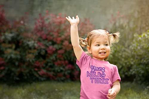 Mlada divlja i trogodišnja rođendanska majica za 3. zabavu, ružičasta odjeća za djevojčice