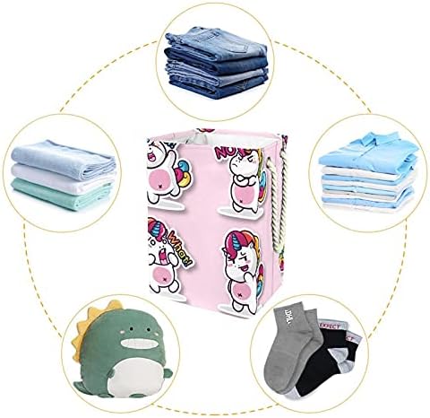 Vodootporna košarica za pranje rublja Velika kolica za pranje rublja s ručicom 4 odvojiva šipka, slatka ljupka ružičasti jednorog dječje