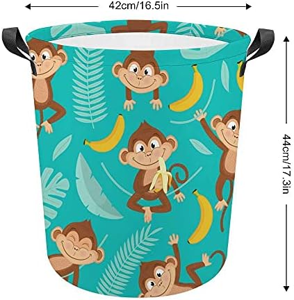 Košarica za pranje rublja, velika kolica za pranje rublja s ručkama majmuna s lišćem banane, košara za odjeću, košaru za odlaganje