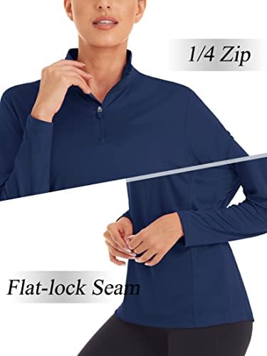 Magcomsen ženske košulje dugi rukavi 1/4 ZIP UPF50+ UV zaštita od sunca Brzi suhi trening planinarskih atletskih košulja osip gar