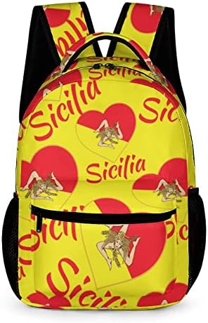 Zastava Sicilije - sicilijanska TRINACRIA Slatki ruksak Laptop Natrag Pack Otisci za vrećicu ramena Travel Daypack Unisex