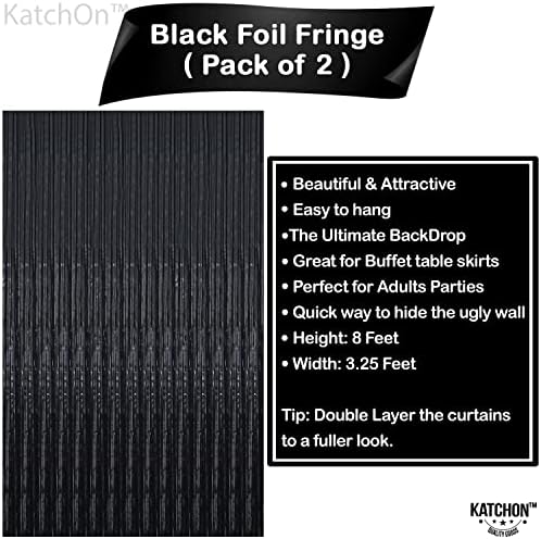 Katchon, Xtralarge crna rubnica - 6,4x8 stopa, pakiranje od 2 s crnim 2023 brojevima balona - 40 inča | Baza crnog limata | Folija