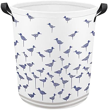 Foduoduo košarica za pranje rublja plava ptičja rublja s ručicama s ručkama preklopljiva vreća za odlaganje prljave odjeće za spavaću