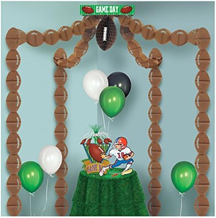 Beistle Paper Football Canopy za zabave za dan igre - Sportski ukrasi, 20 'x 20', smeđa/zelena/bijela