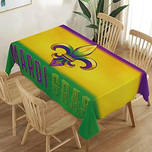 Heyfary Mardi Gras Tablecloth Masquerade Dekoracija zabava Fleur de Lis New Orleans Carnival Home Kitchen Stol Stol Decor-60 × 84inch