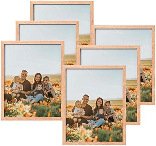 Atobart 8x10 Set od 6 hrastovih drvenih okvira Okvir za slike Čvrsti drveni okvir Prirodni drveni okviri u boji s pravim staklom za