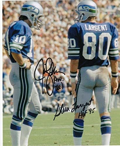 Steve Largent/Jim Zorn Seattle Seahawks Akcija potpisana 8x10 - Autografirane NFL fotografije