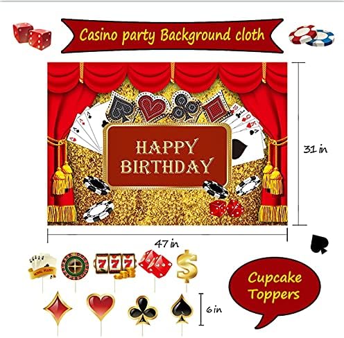 Dekoracije za zabavu u kasinu, dekoracija za rođendansku zabavu, kasino baloni, pozadina, torti za kolače, stolnjak za casino noćnu