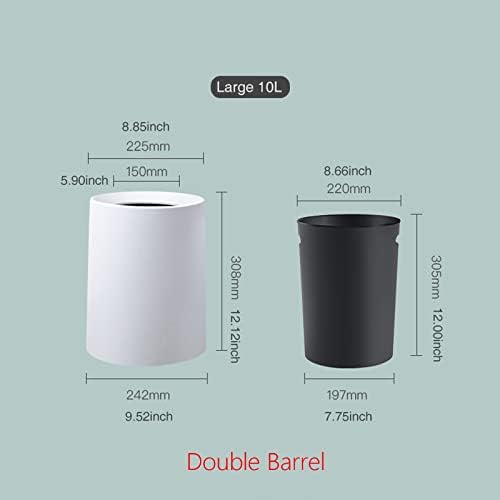 Bucket bucket Scandi stil bucket dvoslojna okrugla kanta za smeće za kupaonicu, kuhinju, dnevni boravak, spavaću sobu /bijela 10L