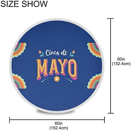 Okrugli stolnjak Cinco de Mayo 5. svibnja savezni 3 poliesterski poklopac 60 inča s stolom za despozivu čipke za kuhinjsku blagovaonicu