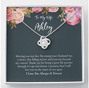 Ogrlica za suprugu od muža, personalizirani nakit, ogrlica s prilagođenim imenom s karticom poruke, sentimentalna romantična godišnjica