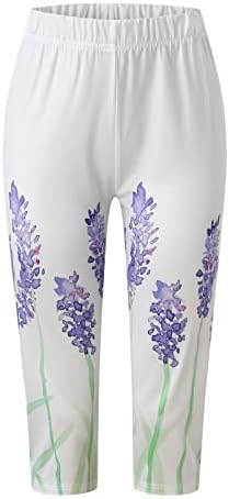 DreamLascar visoki struk Capri Tweatpants za žene rastezljive obrezane hlače atletski aktivne žene cvjetni tisak casual hlače