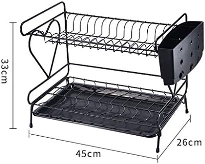 GFDFD metalni stalak za jelo - jelo za sušenje jela crna, višenamjenski stalak za odlaganje kuhinje 2 sloja organizator jela