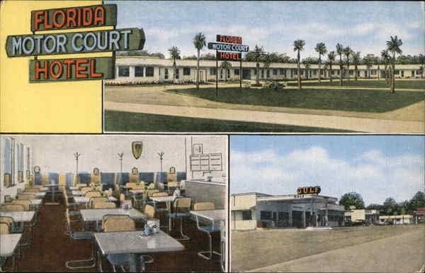 Hotel Florida Motor Court Tallahassee FL Originalna antička razglednica