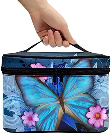 Za dizajne žene za šminkanje torbe kozmetička torba plavi leptir uzorak kozmetika kozmetika šminke držači četkica za velike toaletne