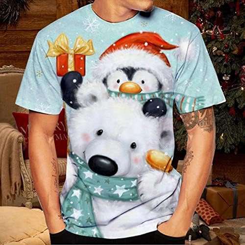XZHDD božićni vojnik majice kratkih rukava za muške, smiješni Xmas Djed Mraz Tiskani casual stranke Crewneck TEE TOPS