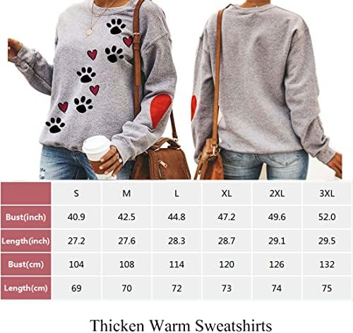 Vekline Dog Paw Graphic Print majice Košulje Žene kratke pulover s dugim rukavima Ljubav Srce Tops Dog Mom Twishirts