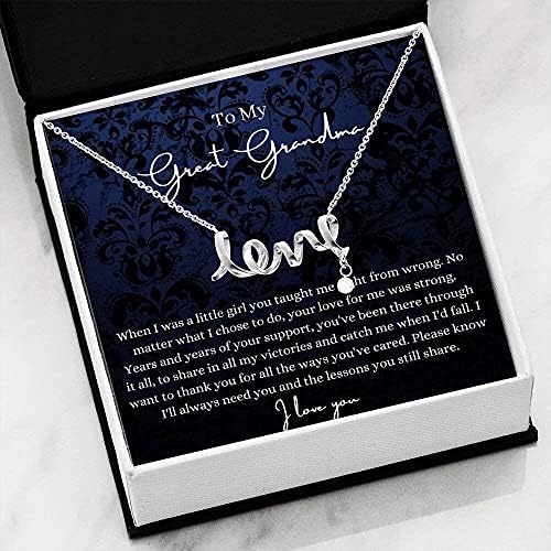 Kartica s porukama, ručno izrađena ogrlica- Personalizirana poklon ljubav, velika baka pokloni nakit Personalizirana velika baka rođendanska