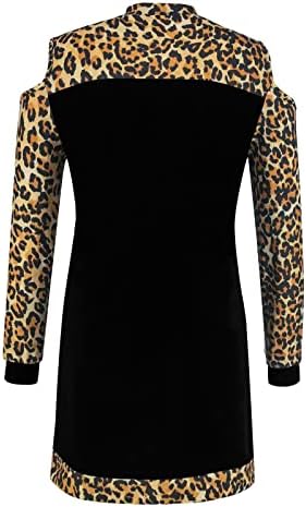 Nokmopo zabavna haljina za žene seksi klub casual leopard boja u boji s dugih rukava dugi rukav