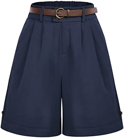 Belle Poque Women Bermuda kratke hlače elastične kratke hlače s džepovima i pojasevima