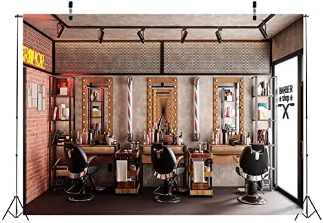 Beleco 20x10ft tkanina vintage brijačnica pozadina za fotografiju frizerski salon frizura frizura brijač stolica ogledalo brijačnica