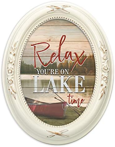 Vikendica opušta se, na jezeru ste vrijeme u nevolji bjelokosti cvjetni 5 x 7 ovalni stol i zidni okvir za fotografije