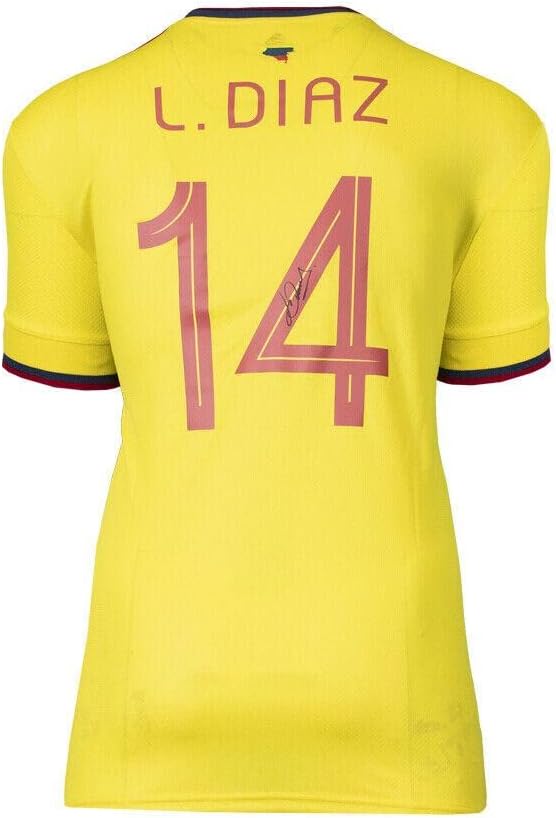 Luis Diaz potpisao Kolumbijsku košulju - 2021-22, broj 14 Dres autografa - Autografirani nogometni dresovi