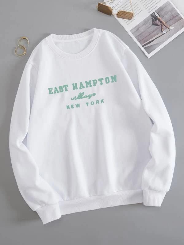 Lauweion ženska east Hampton slova za tisak grafičke dukserice prevelika kapci rame runa tinejdžerke majice pulover